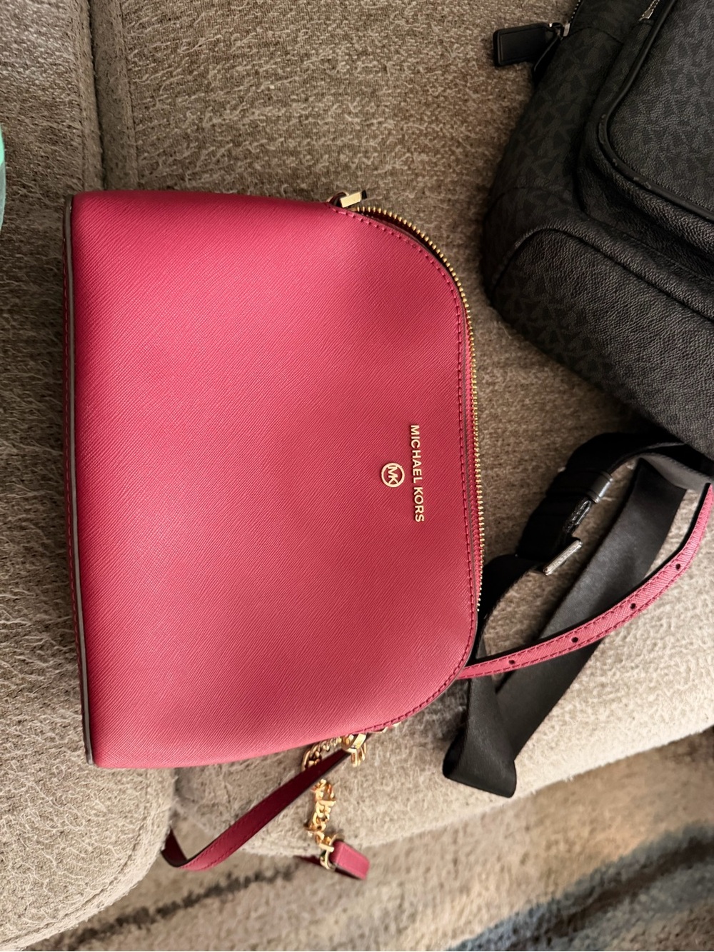 Michael Kors Women's Pink/red Saffiano Leather Crossbody